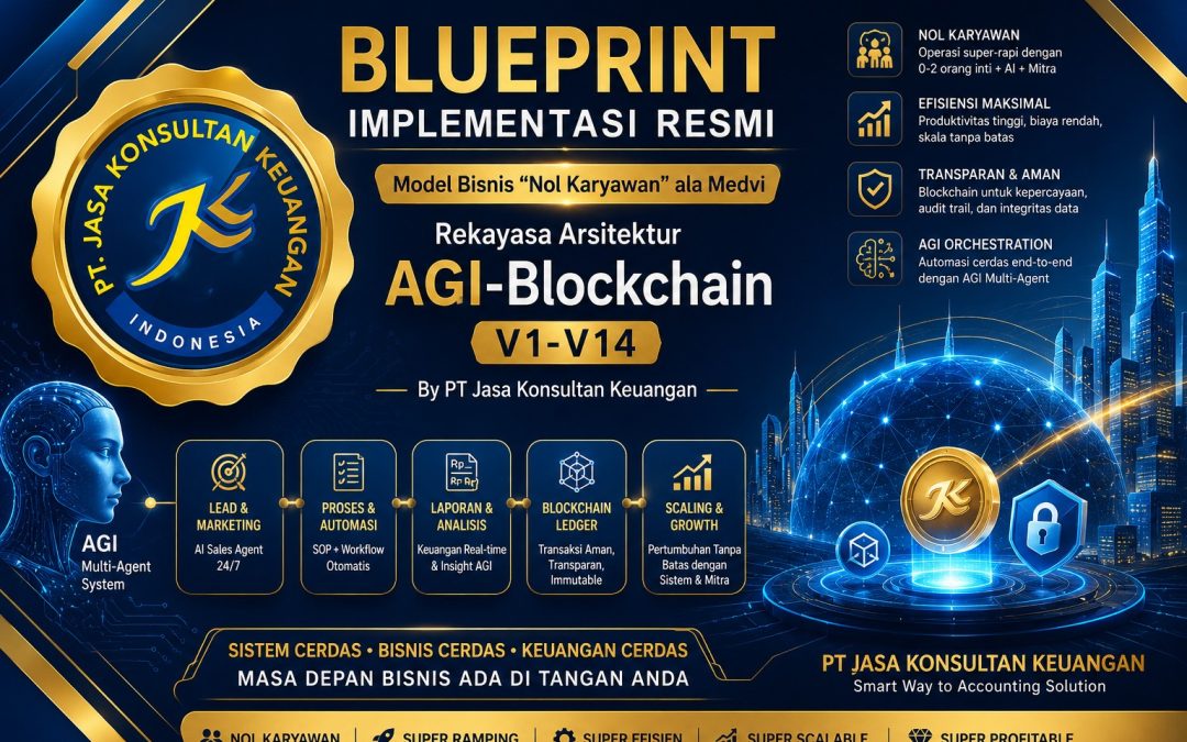 BLUEPRINT IMPLEMENTASI RESMI Model Bisnis “Nol Karyawan” ala Medvi Rekayasa Arsitektur AGI-Blockchain V1-V14 By PT Jasa Konsultan Keuangan