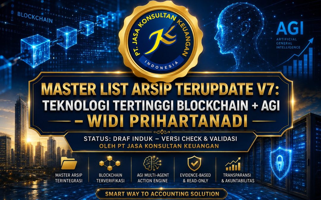 Master List Arsip Terupdate V7: Teknologi Tertinggi Blockchain ​​+ AGI – Widi Prihartanadi Status: Draf Induk – Versi Check & Validasi Oleh PT Jasa Konsultan Keuangan