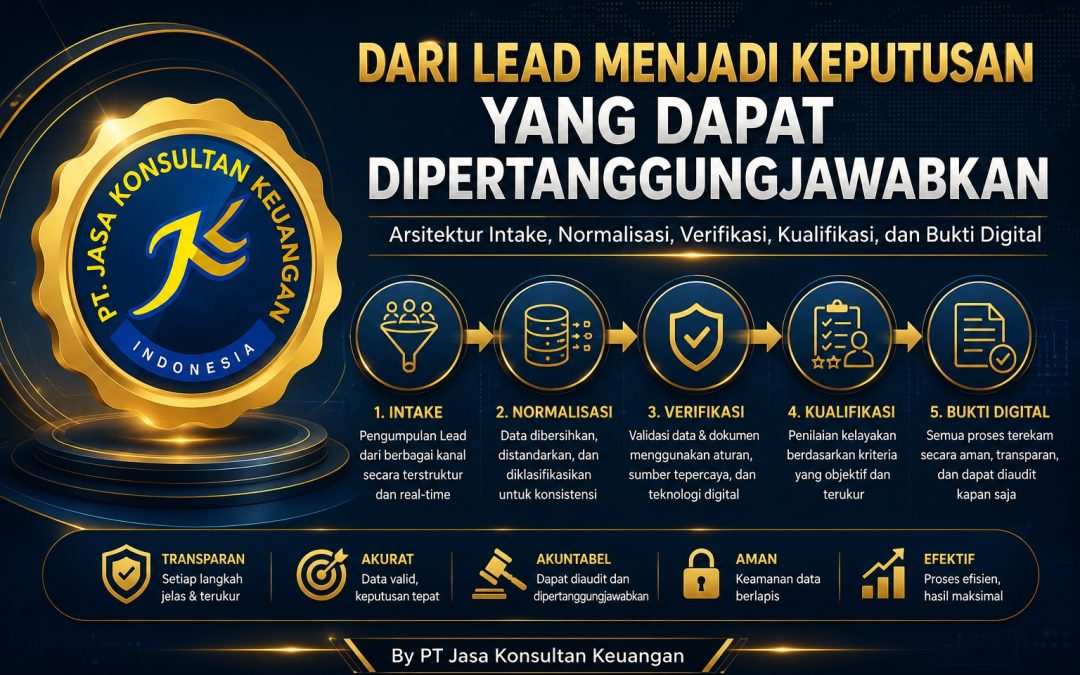 Dari Lead Menjadi Keputusan Yang Dapat Dipertanggungjawabkan Arsitektur Intake, Normalisasi, Verifikasi, Kualifikasi, dan Bukti Digital By PT Jasa Konsultan Keuangan