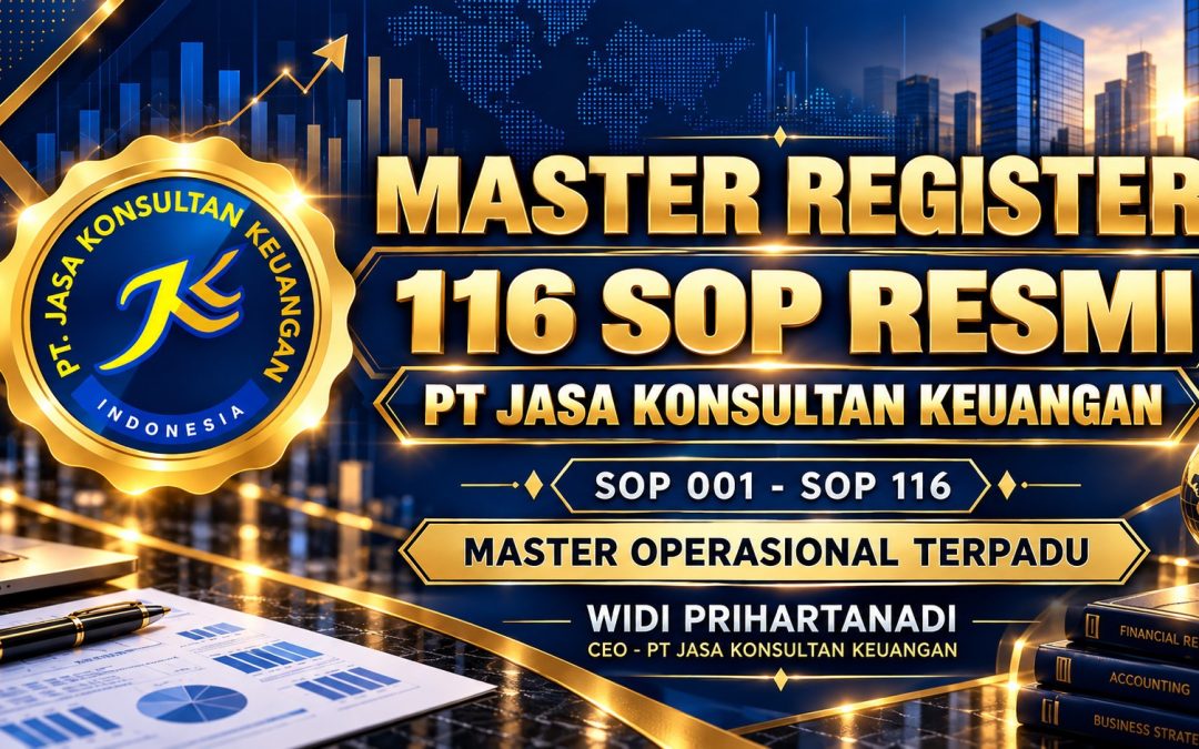 MASTER REGISTER 116 SOP RESMI PT JASA KONSULTAN KEUANGAN SOP 001 – SOP 116 MASTER OPERASIONAL TERPADU WIDI PRIHARTANADI CEO – PT JASA KONSULTAN KEUANGAN