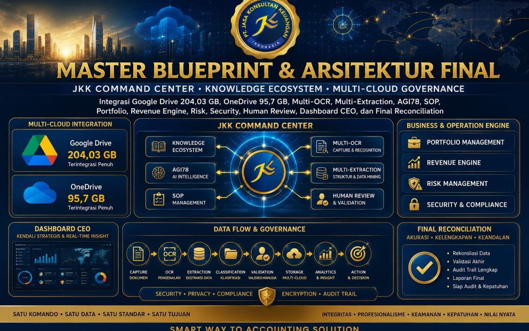MASTER BLUEPRINT & ARSITEKTUR FINAL JKK COMMAND CENTER • KNOWLEDGE ECOSYSTEM • MULTI-CLOUD GOVERNANCE By PT Jasa Konsultan Keuangan 