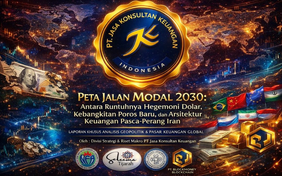Peta Jalan Modal 2030: Antara Runtuhnya Hegemoni Dolar, Kebangkitan Poros Baru, dan Arsitektur Keuangan Pasca-Perang Iran  Laporan Khusus Analisis Geopolitik & Pasar Keuangan Global Oleh: Divisi Strategi & Riset Makro PT Jasa Konsultan Keuangan Data Per 12 April 2026 | Referensi Multi-Sumber: Intelijen Pasar, Data Bank Sentral, dan Analisis Geopolitik
