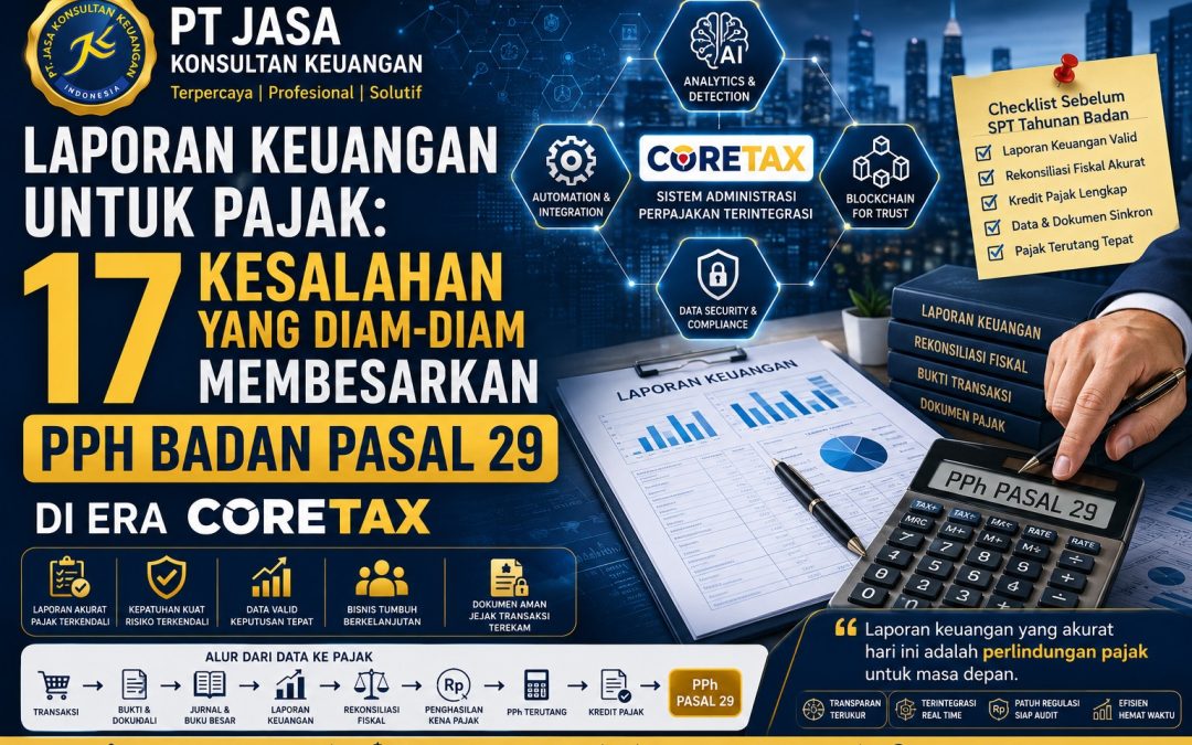 Laporan Keuangan untuk Pajak: 17 Kesalahan yang Diam-Diam Membesarkan PPh Badan Pasal 29 di Era Coretax  By PT Jasa Konsultan Keuangan