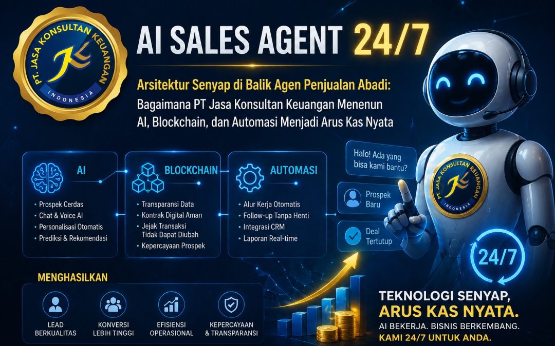 ” AI Sales Agent 24/7 Arsitektur Senyap di Balik Agen Penjualan Abadi: Bagaimana PT Jasa Konsultan Keuangan Menenun AI, Blockchain, dan Automasi Menjadi Arus Kas Nyata”