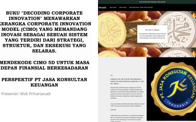 BUKU “DECODING CORPORATE INNOVATION” MENAWARKAN KERANGKA CORPORATE INNOVATION MODEL (CIMO) YANG MEMANDANG INOVASI SEBAGAI SEBUAH SISTEM YANG TERDIRI DARI STRATEGI, STRUKTUR, DAN EKSEKUSI YANG SELARAS.  MENDEKODE CIMO 5D UNTUK MASA DEPAN FINANSIAL BERKESADARAN  PERSPEKTIF PT JASA KONSULTAN KEUANGAN