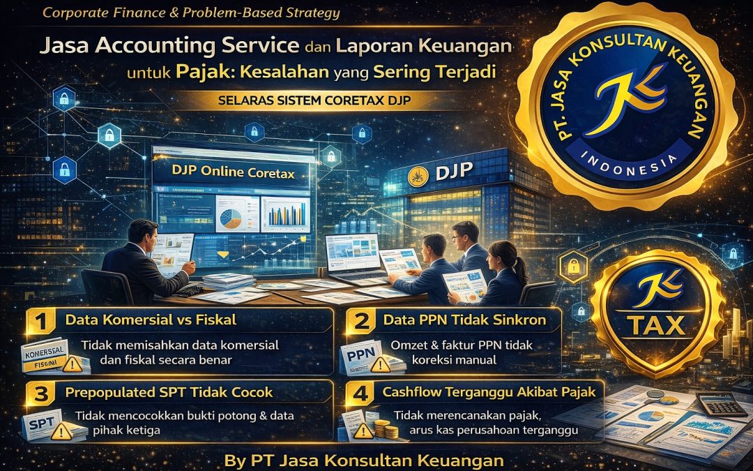 JASA ACCOUNTING SERVICE DAN LAPORAN KEUANGAN UNTUK PAJAK: KESALAHAN YANG SERING TERJADI (SELARAS SISTEM CORETAX DJP) CORPORATE FINANCE & PROBLEM-BASED STRATEGY BY PT JASA KONSULTAN KEUANGAN