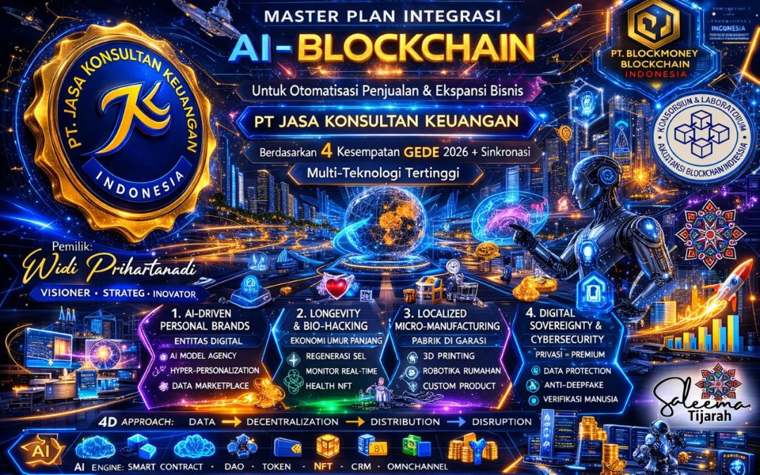 MASTER PLAN INTEGRASI AI-BLOCKCHAIN UNTUK OTOMATISASI PENJUALAN & EKSPANSI BISNIS PT JASA KONSULTAN KEUANGAN BERDASARKAN 4 KESEMPATAN GEDE 2026 + SINKRONASI MULTI-TEKNOLOGI TERTINGGI PEMILIK: WIDI PRIHARTANADI ENTITAS: PT JASA KONSULTAN KEUANGAN